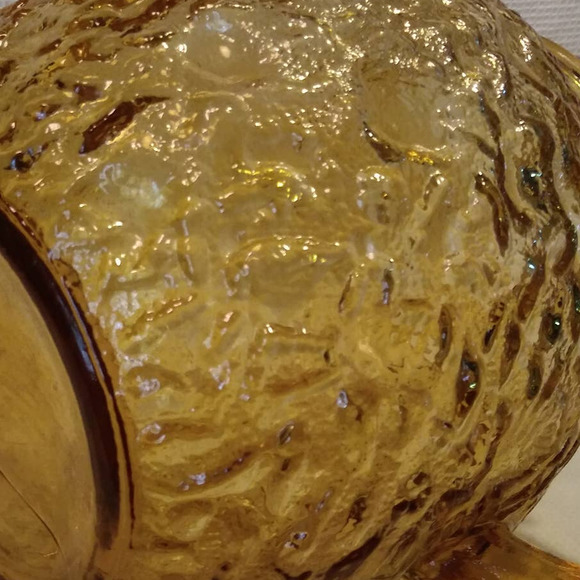Vintage 1960s Anchor Hocking Honey Gold Textured Ball Jug In Milano 8in - Picture 7 of 16